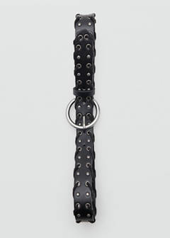 Faux leather eyelet belt — Black 4