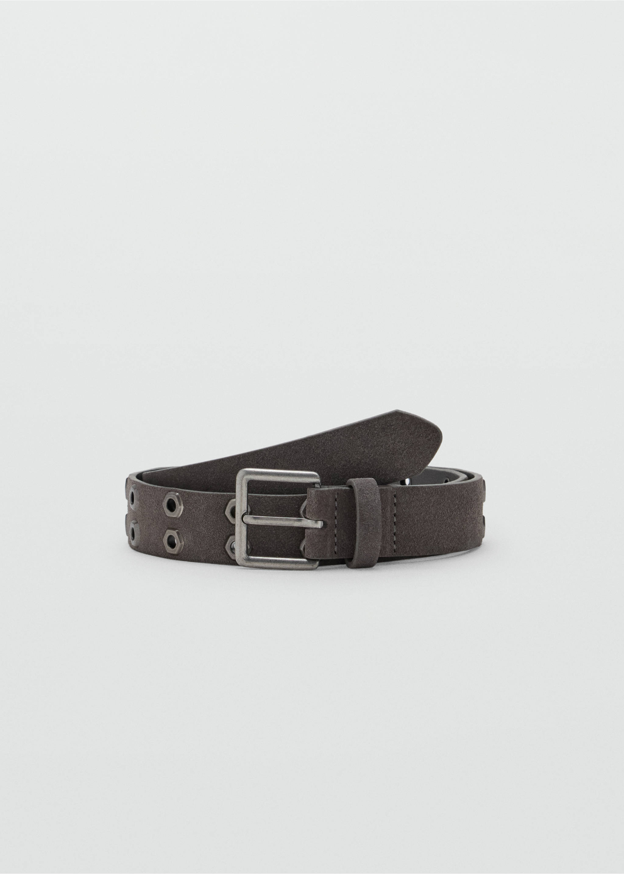 Leather belt with eyelets - Article without model, Grey. Ref: 37025881-00.