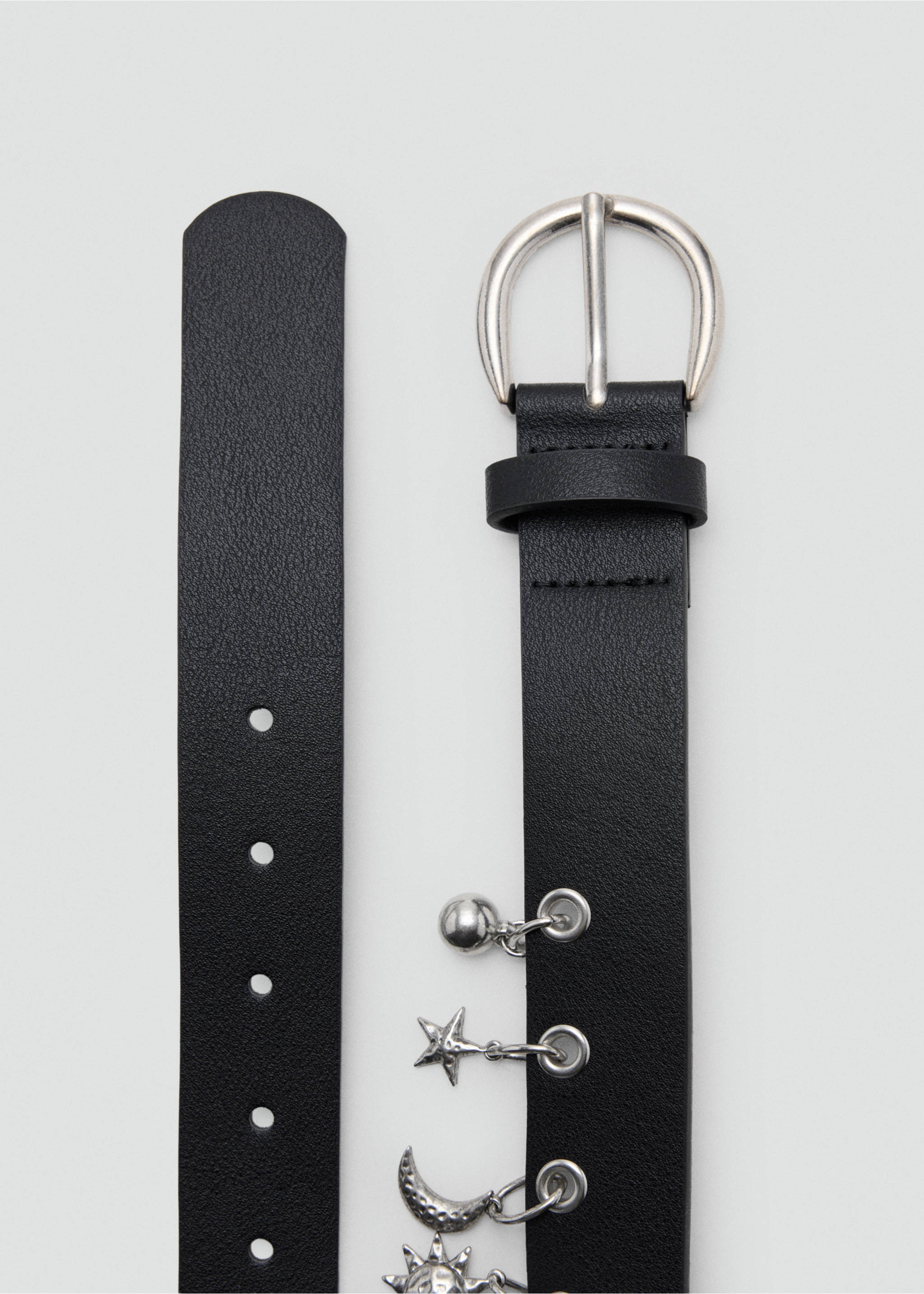 Belt with charm detail - Details of the article 1, Black. Ref: 37025884-00.