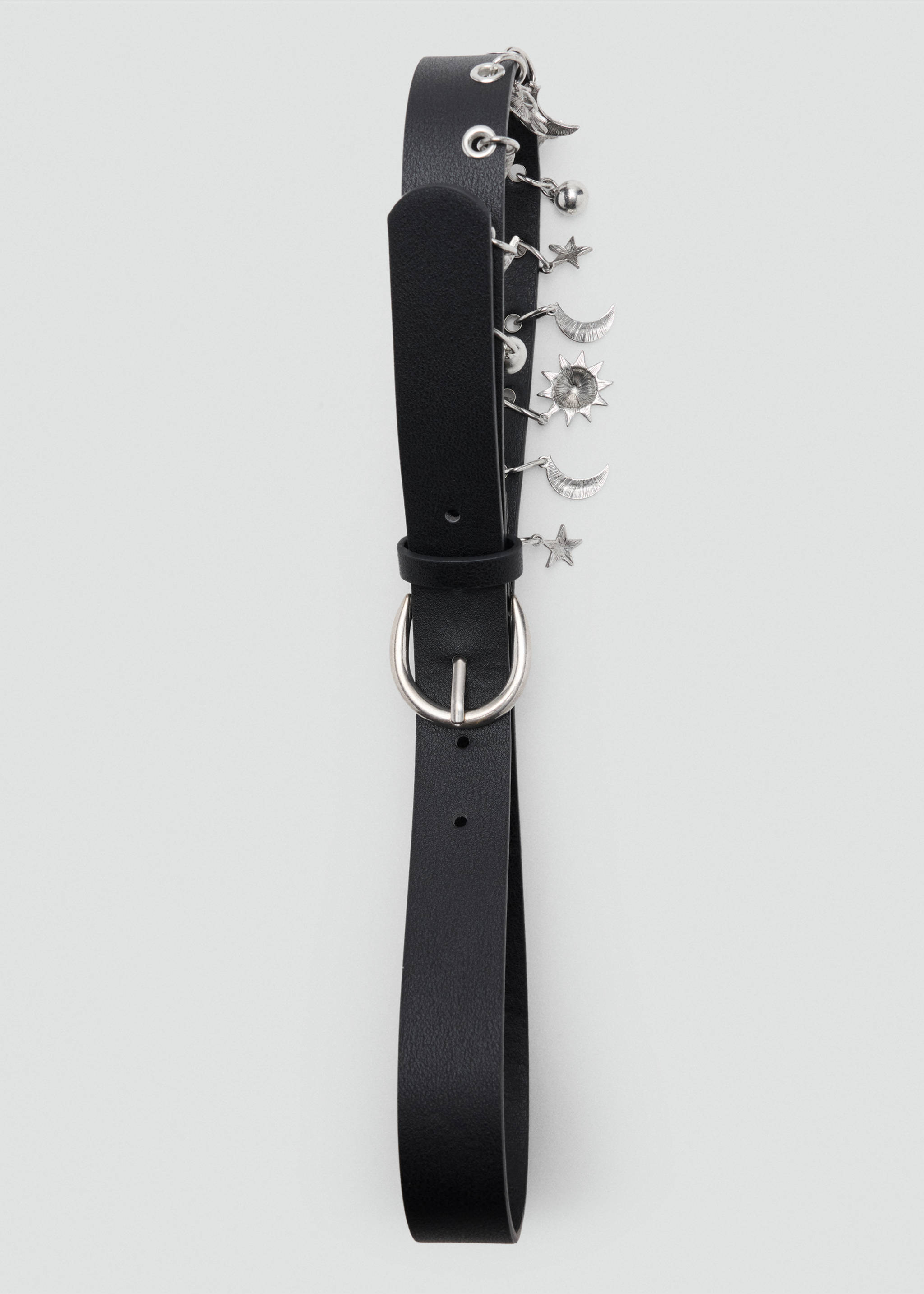 Belt with charm detail - Details of the article 2, Black. Ref: 37025884-00.