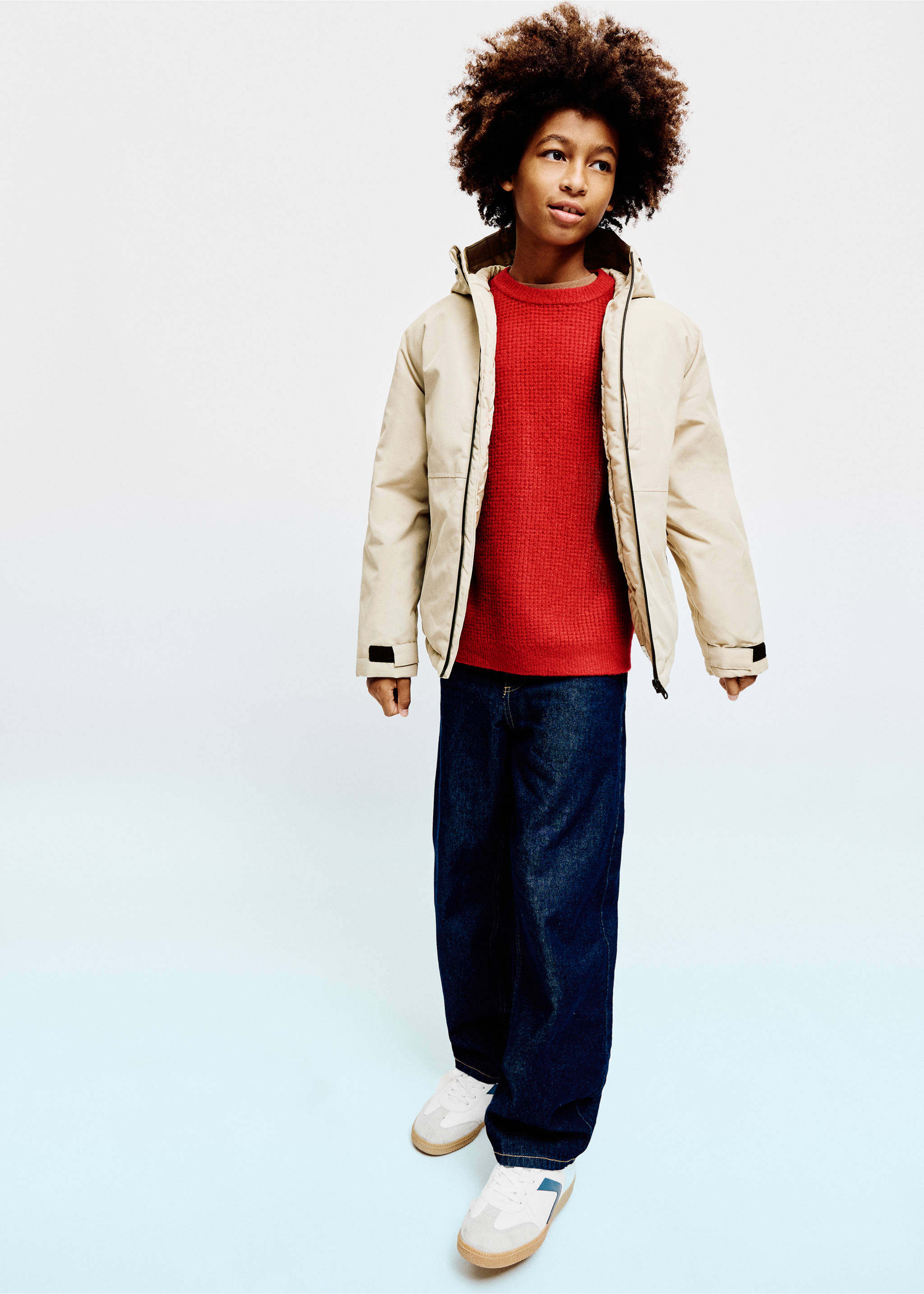 Hooded anorak with contrast trims - General plane, Ecru. Ref: 37025974-00.