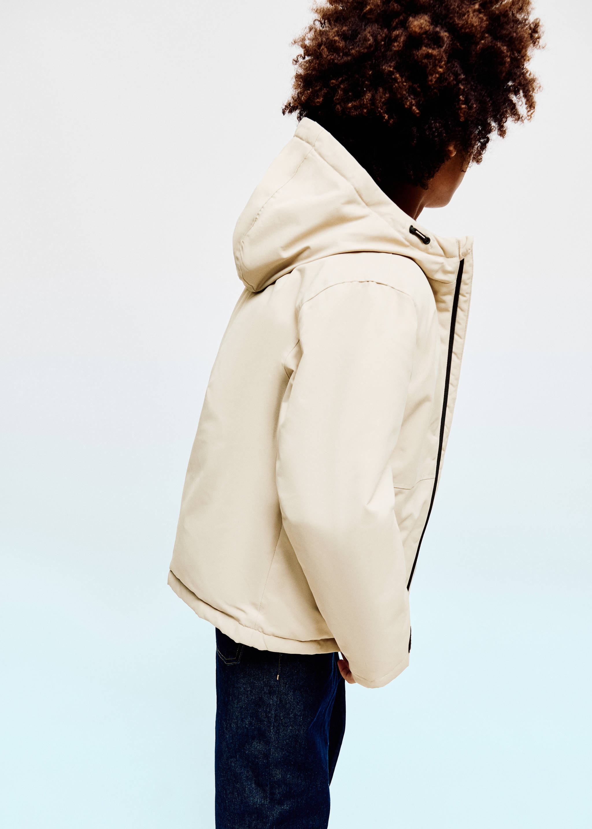 Hooded anorak with contrast trims - Medium plane