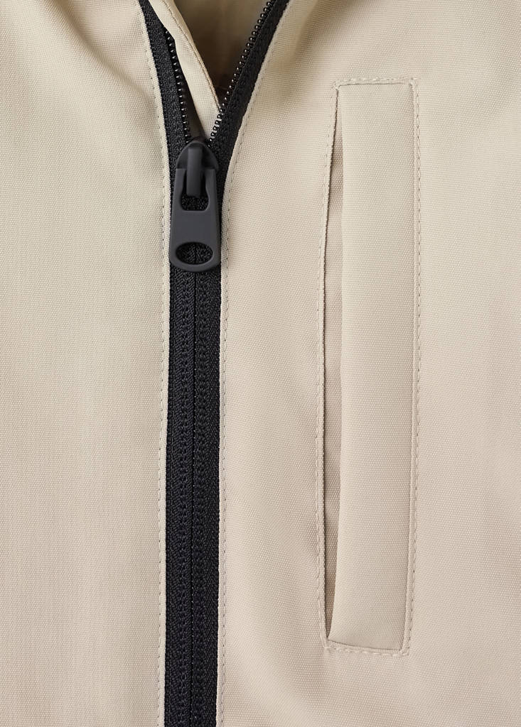 Hooded anorak with contrast trims — Ecru