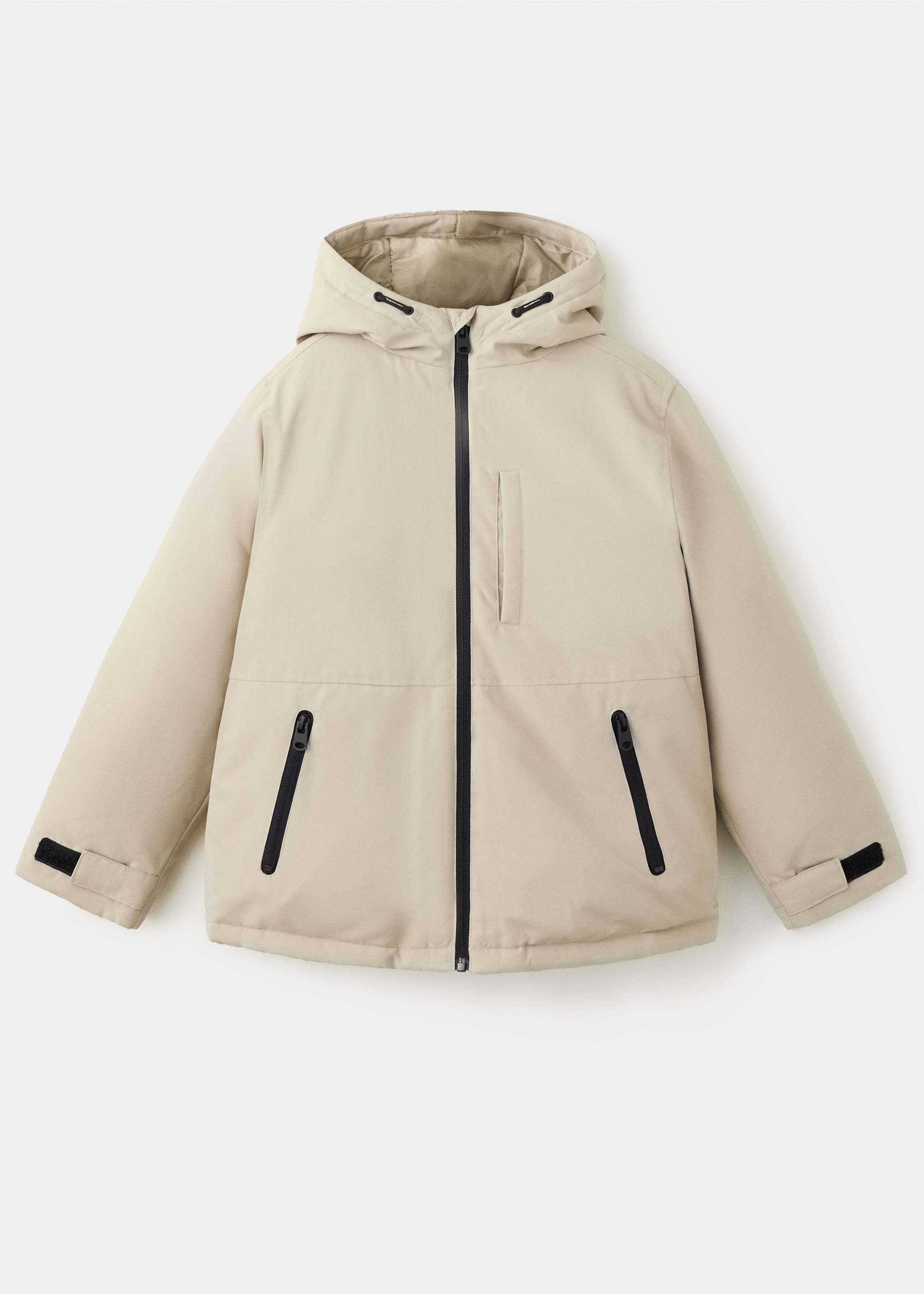 Anorak à capuche liserés contrastants - Article sans modèle, Écru. Ref: 37025974-00.