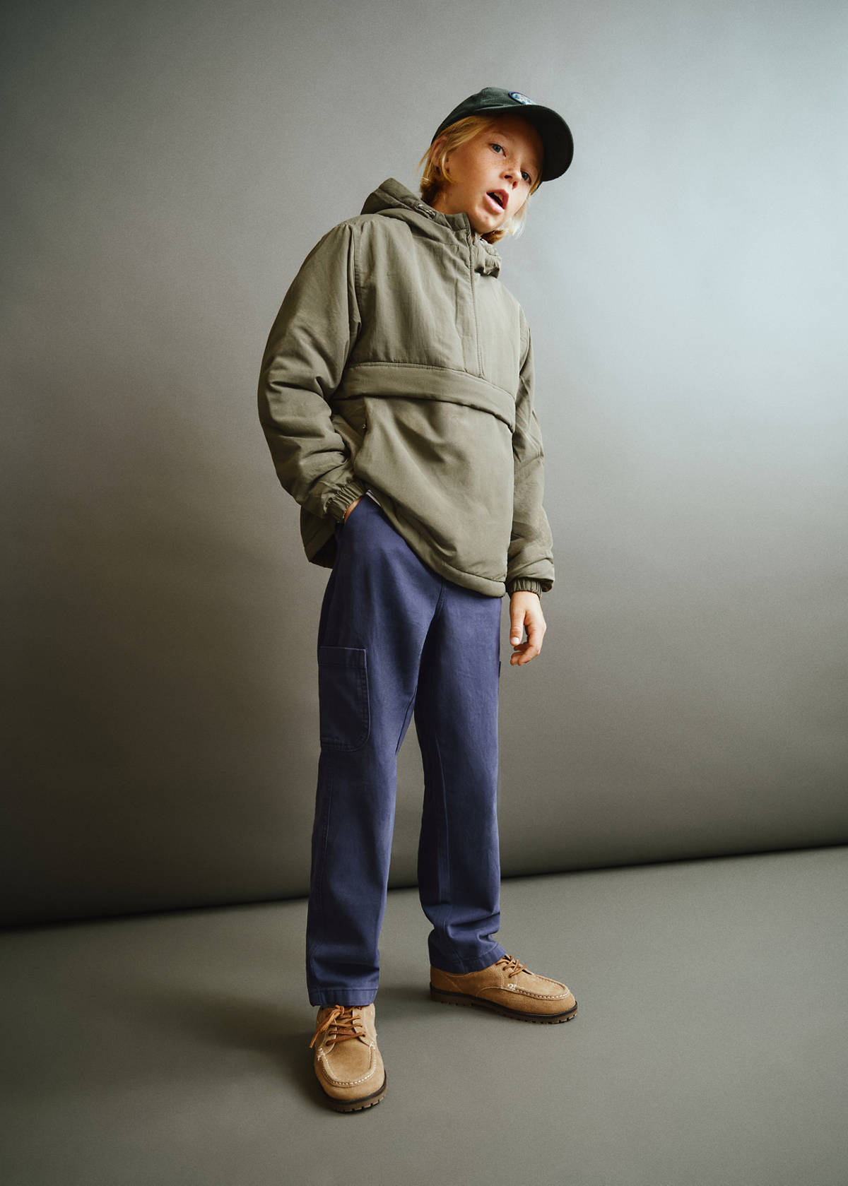 Hood puffer coat — Khaki