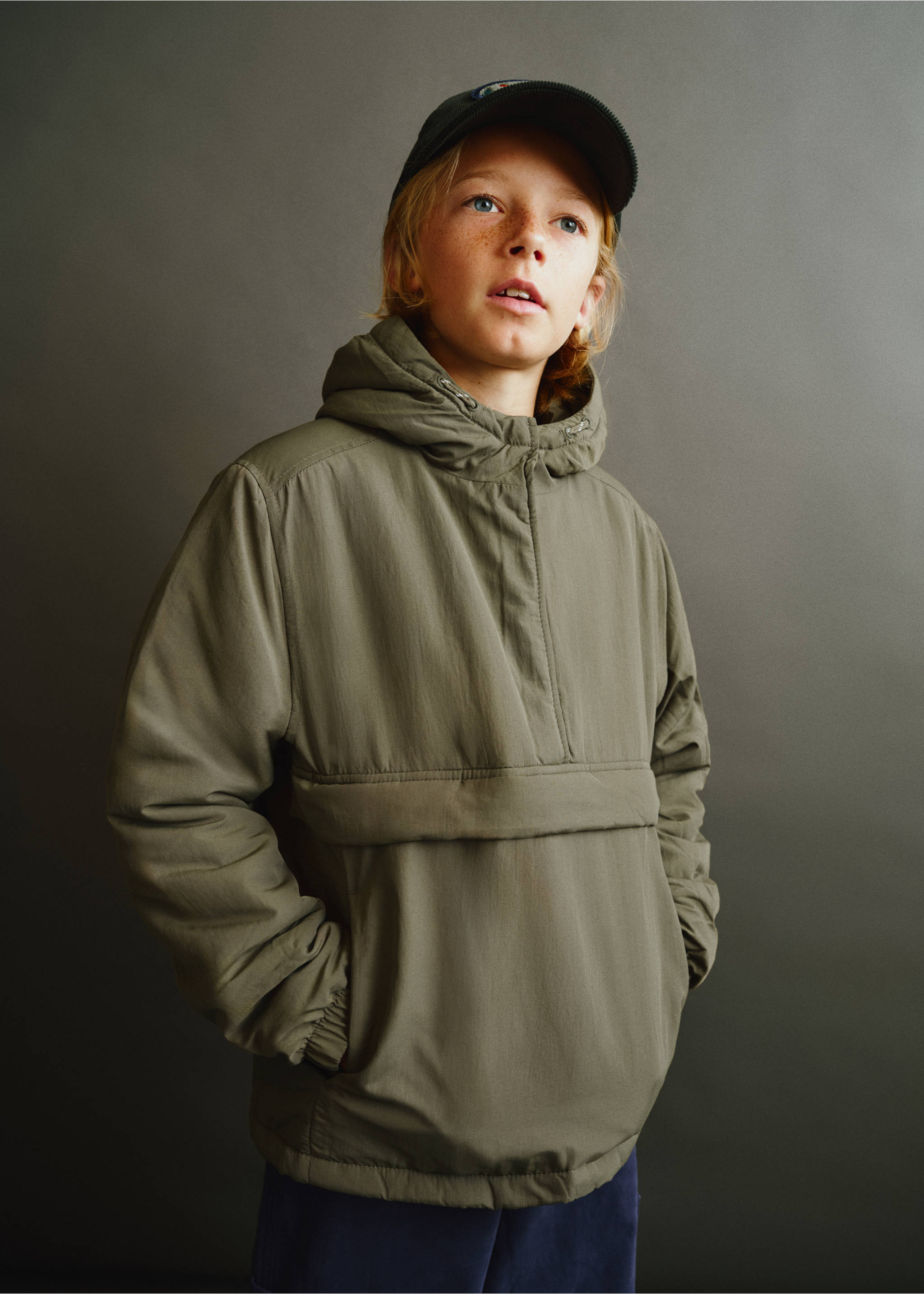 Hood puffer coat - Medium plane, Khaki. Ref: 37025976-00.