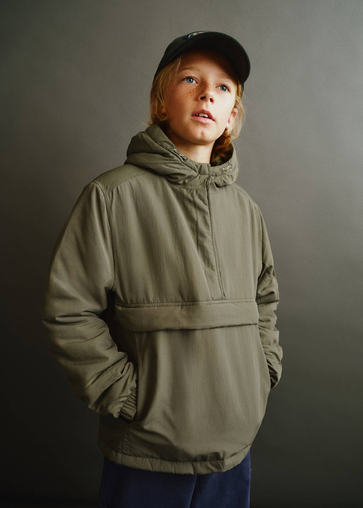 Hood puffer coat — Khaki