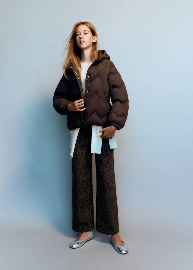 Hood puffer coat — Brown