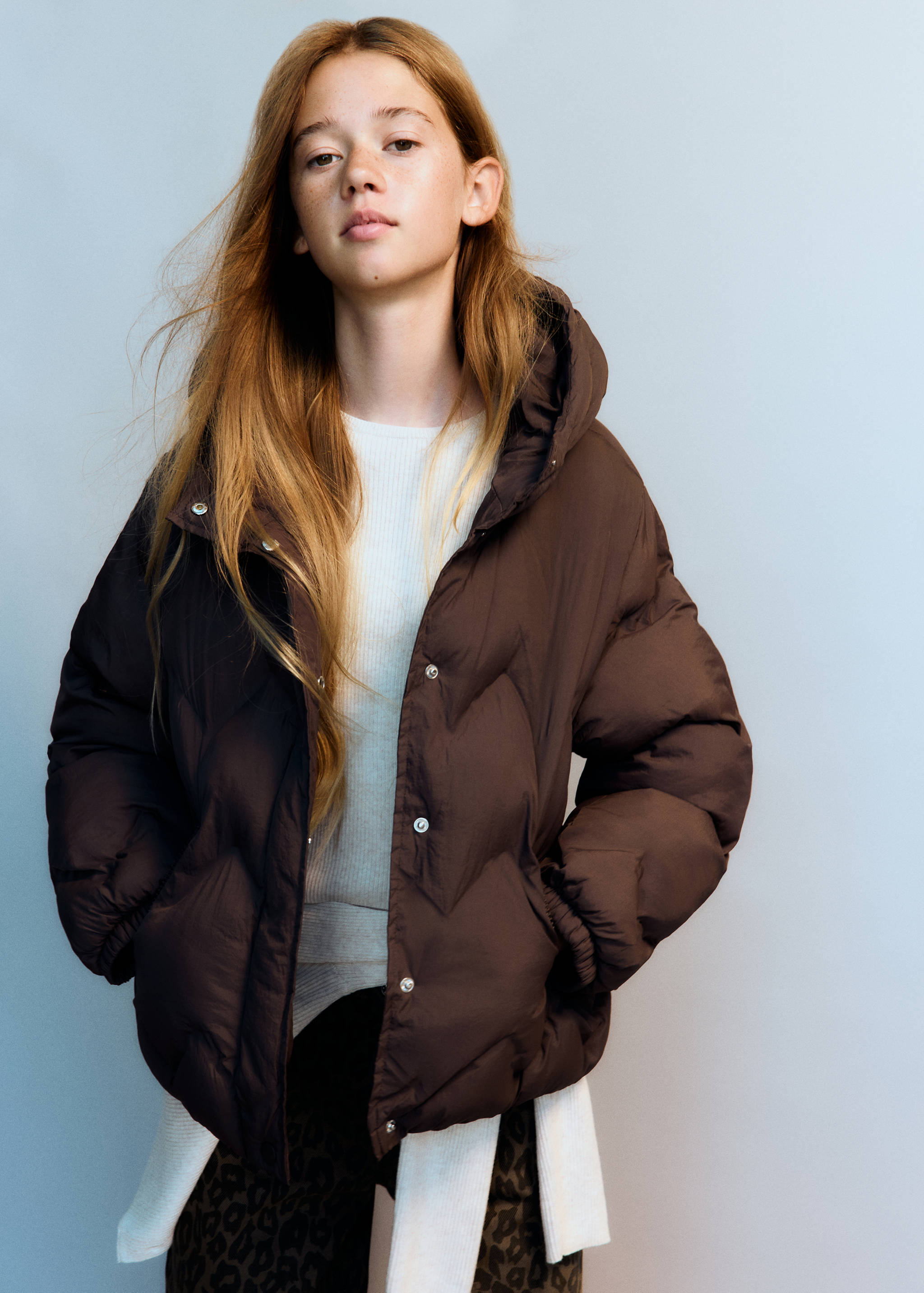 Hood puffer coat - Medium plane