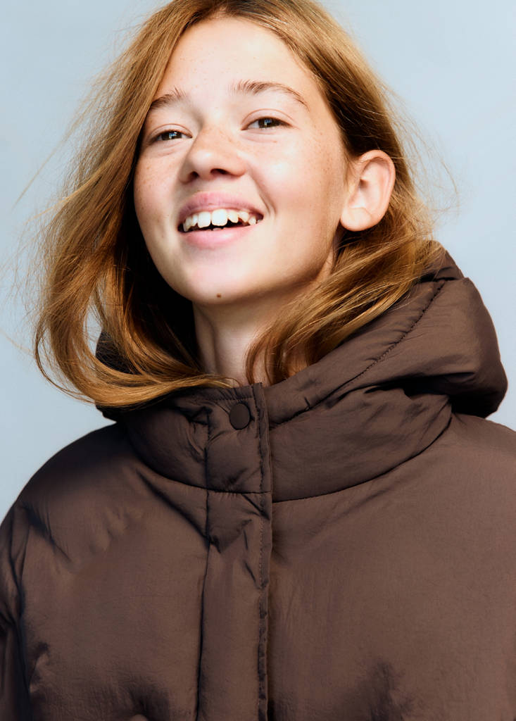 Hood puffer coat — Brown