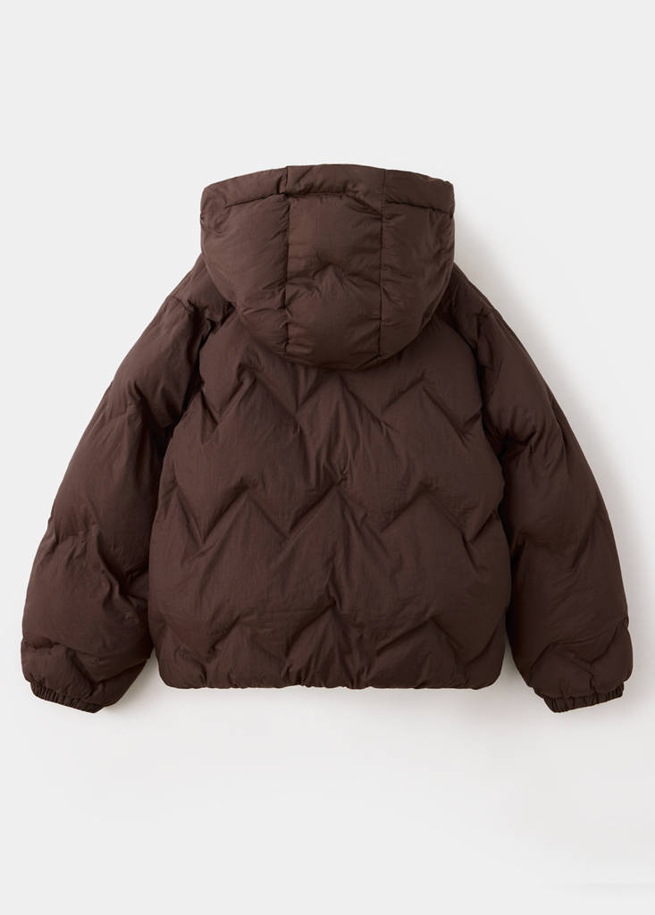 Hood puffer coat — Brown