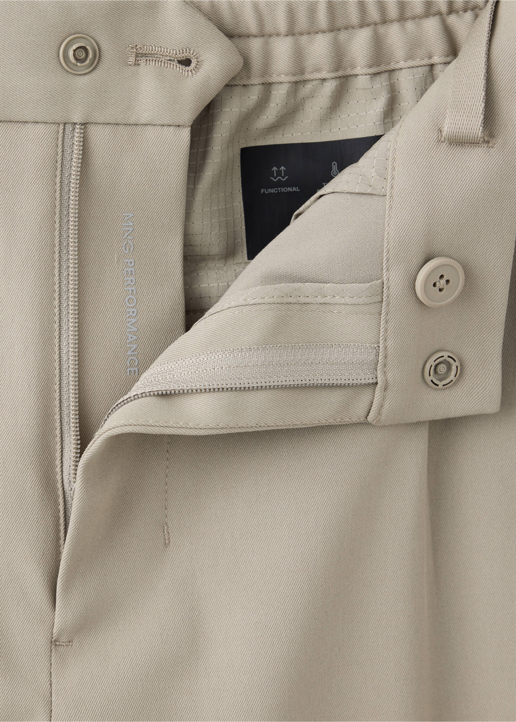 Thermolite® regular fit trousers - Details of the article 8, Beige. Ref: 37025978-00.