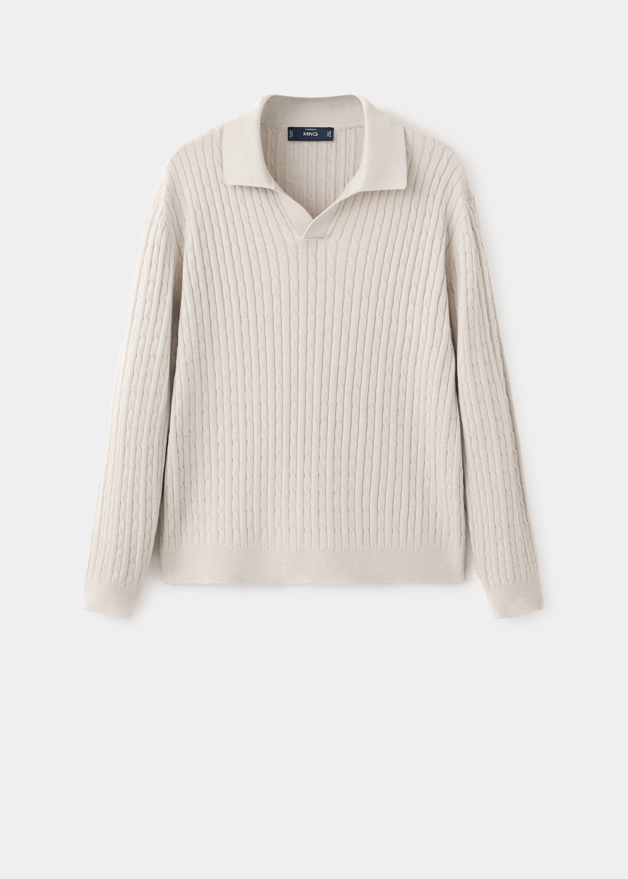 Cotton and lyocell blend polo shirt with cable-knit texture - Article without model