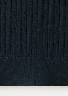 Cotton and lyocell blend polo shirt with cable-knit texture — Navy 9