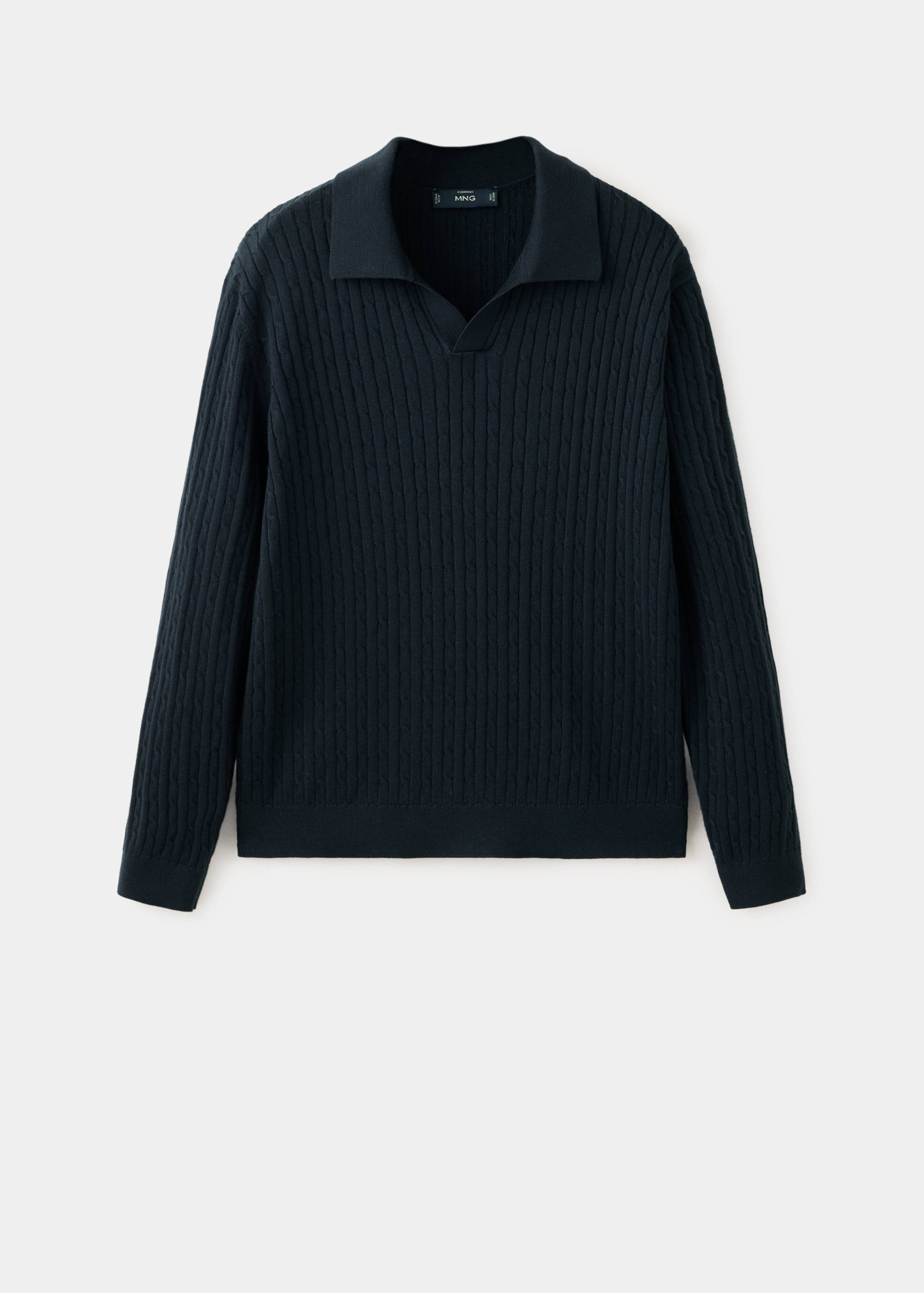 Cotton and lyocell blend polo shirt with cable-knit texture - Article without model