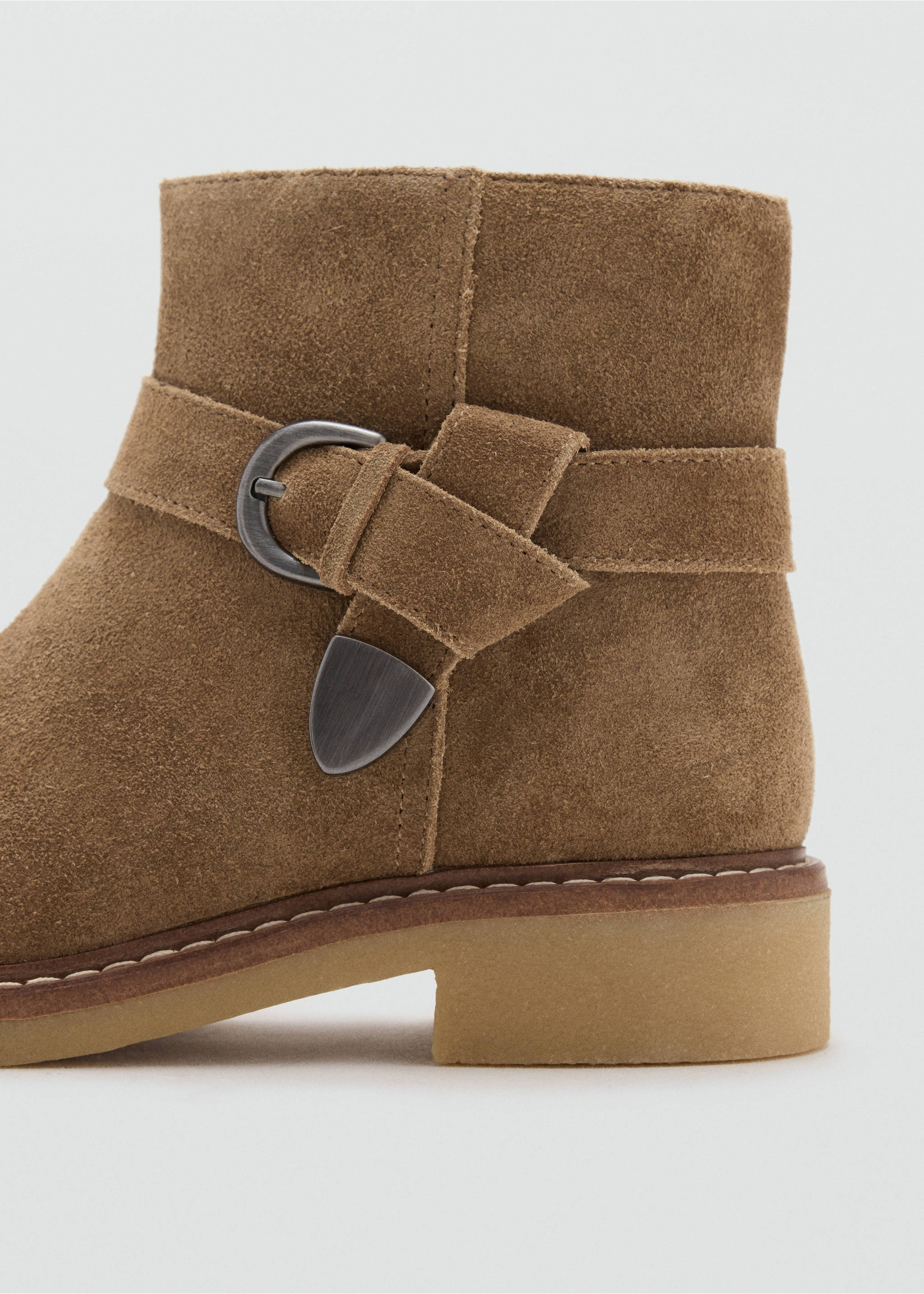 Leather ankle boot with buckle detail - Details of the article 1, Medium Brown. Ref: 37025983-00.