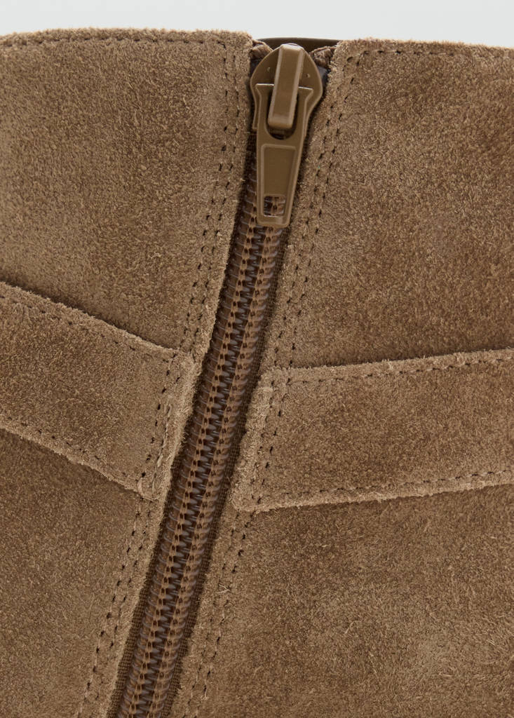 Leather ankle boot with buckle detail — Medium Brown