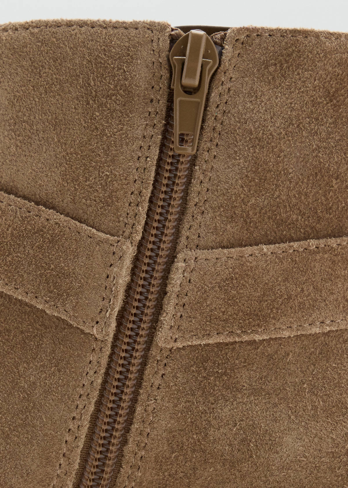 Leather ankle boot with buckle detail — Medium Brown