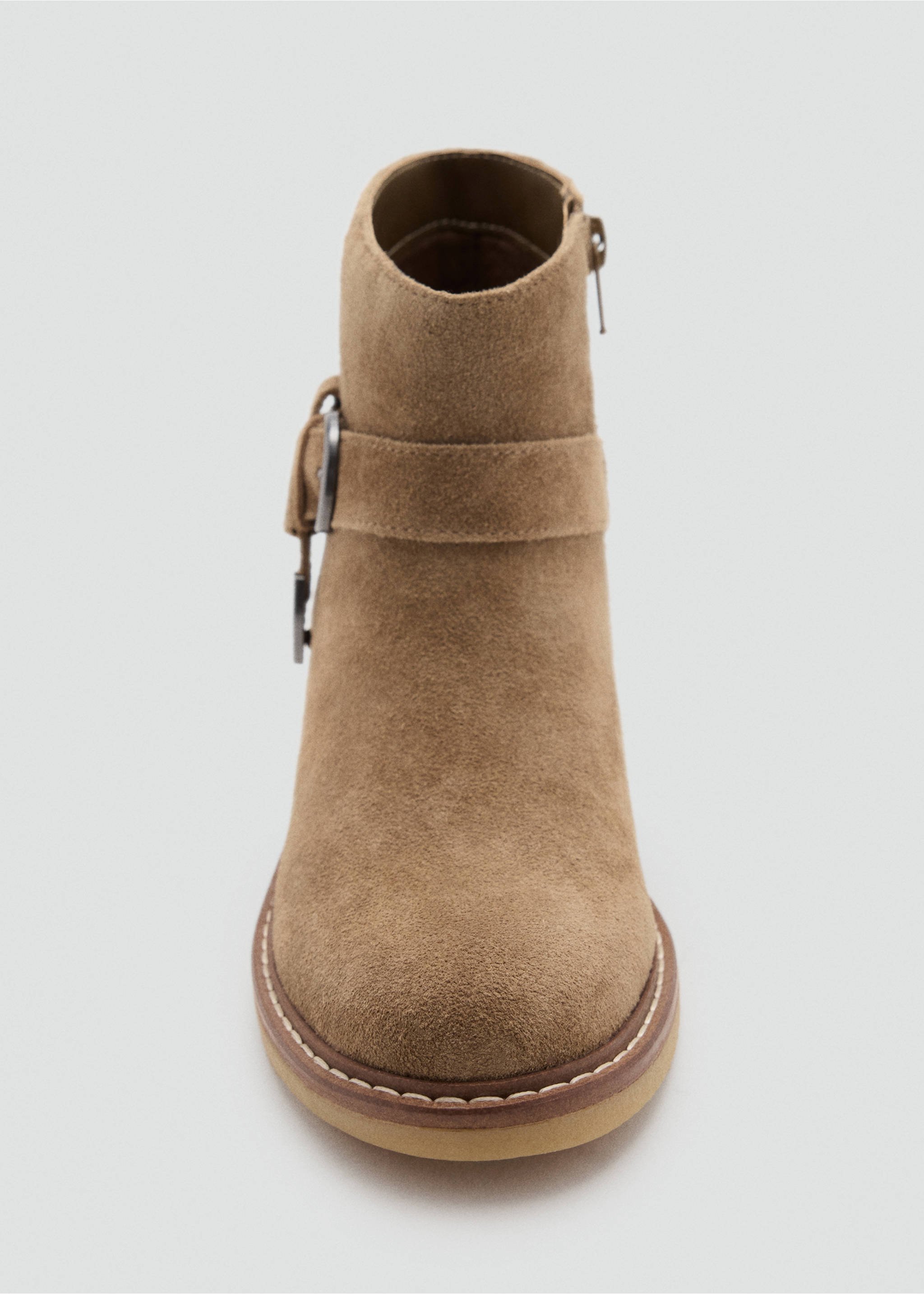 Leather ankle boot with buckle detail - Details of the article 3, Medium Brown. Ref: 37025983-00.