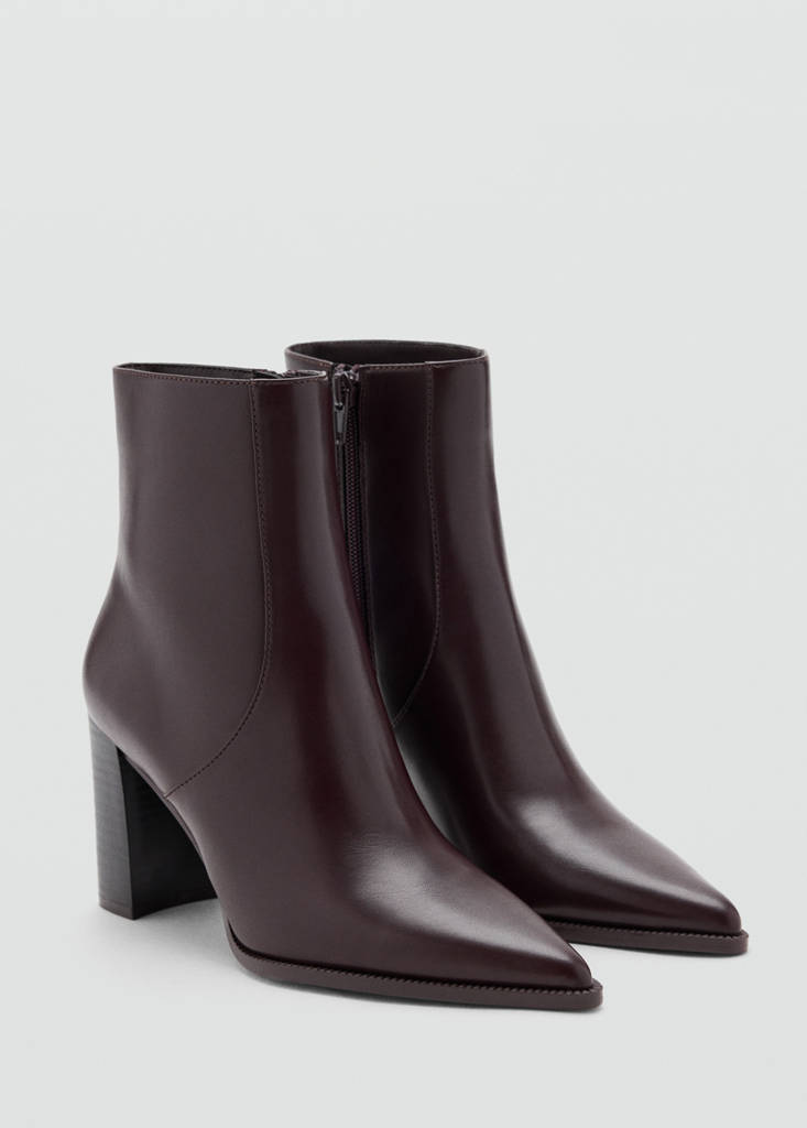 Pointed heel ankle boot — Chocolate