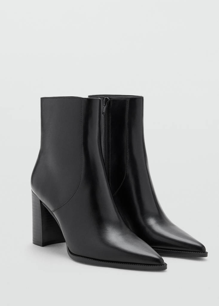 Pointed heel ankle boot — Black