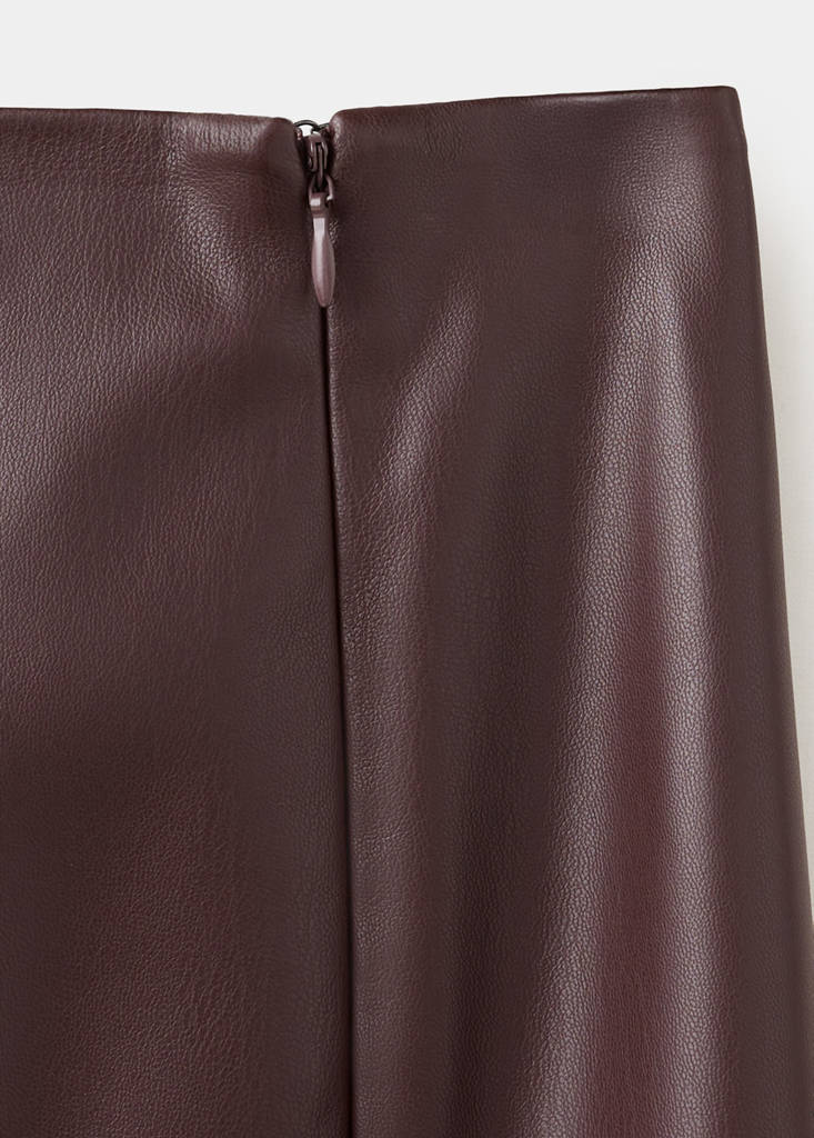 Straight leather-look skirt — Burgundy