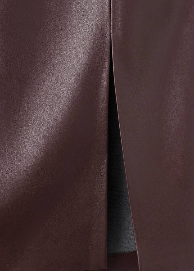 Straight leather-look skirt — Burgundy