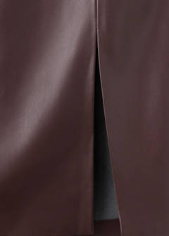 Straight leather-look skirt — Burgundy 11