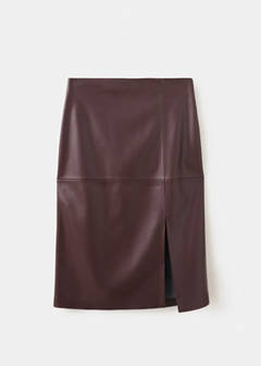 Straight leather-look skirt — Burgundy 9