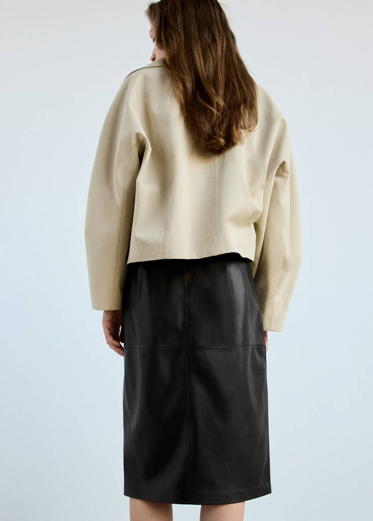 Straight leather-look skirt — Black