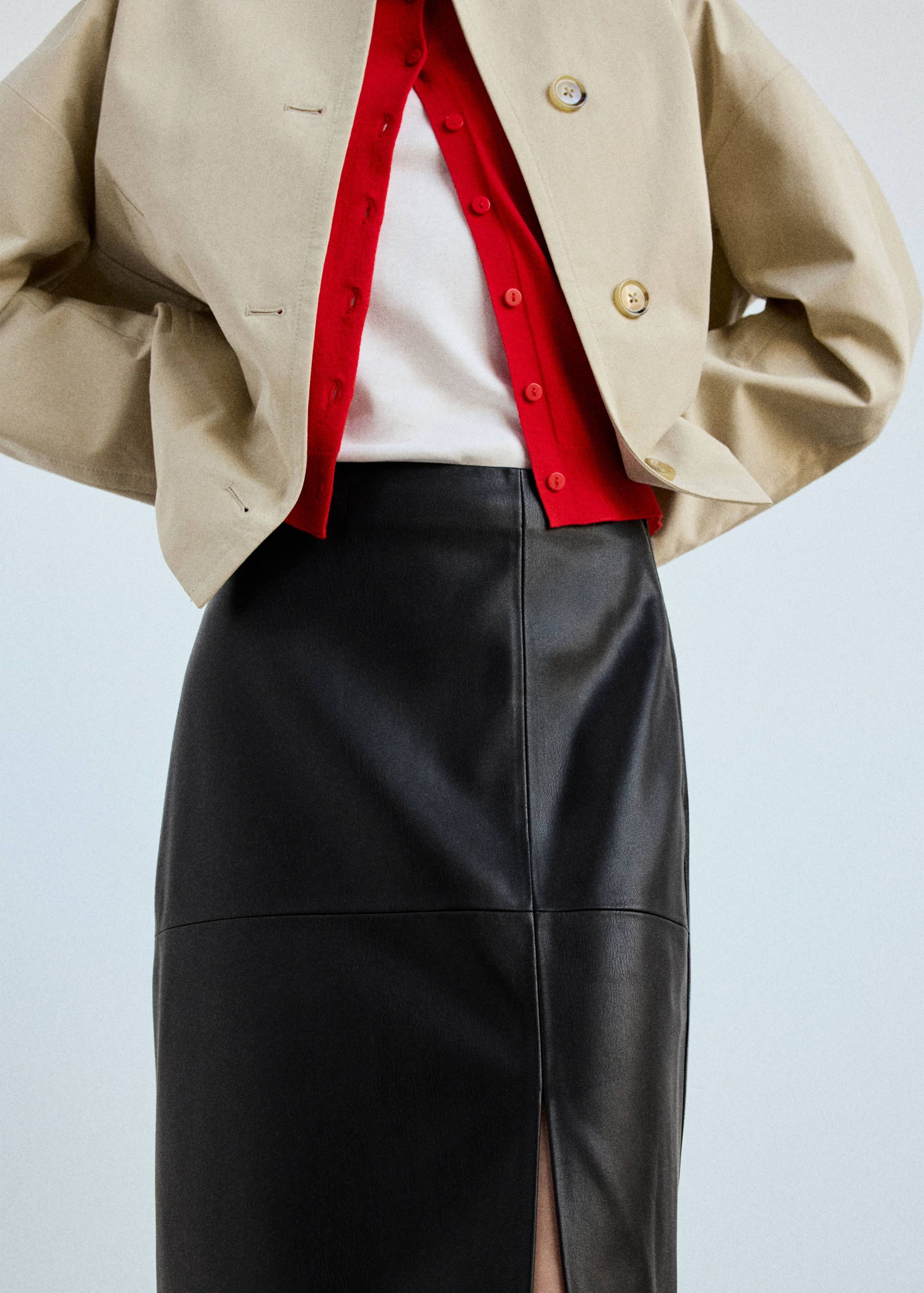 Faux-leather straight skirt - تفاصيل المنتج 1