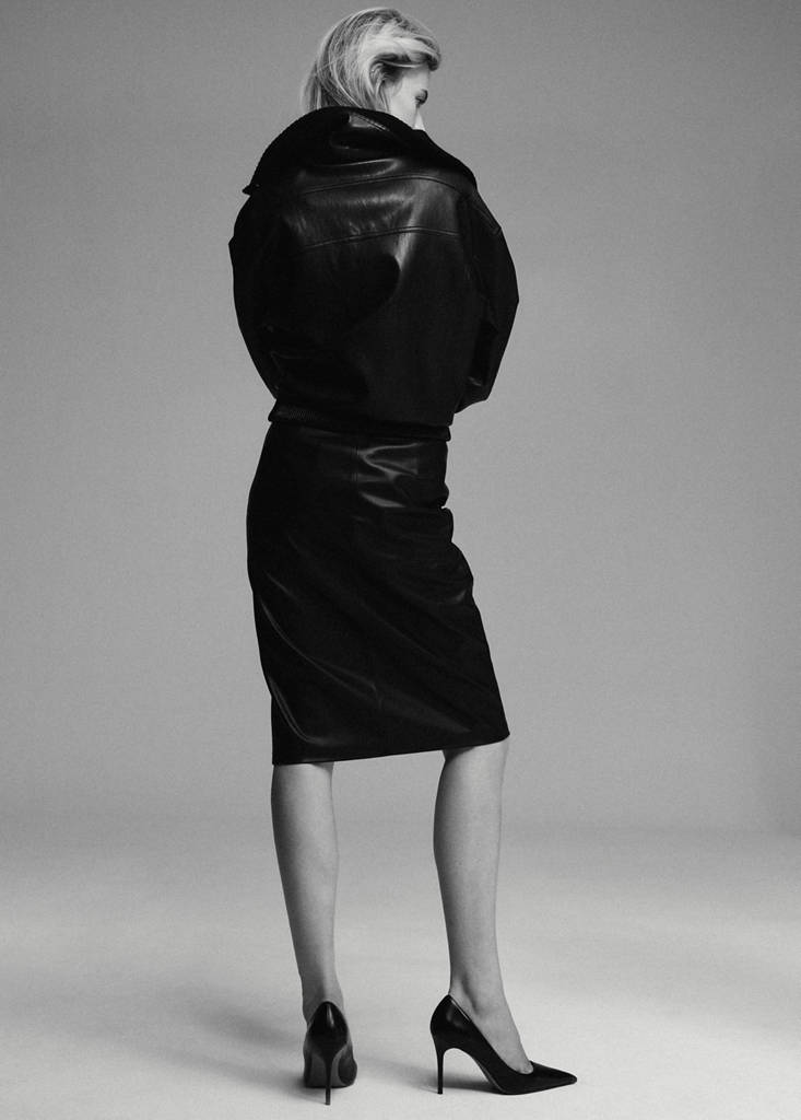 Straight leather-look skirt — Black