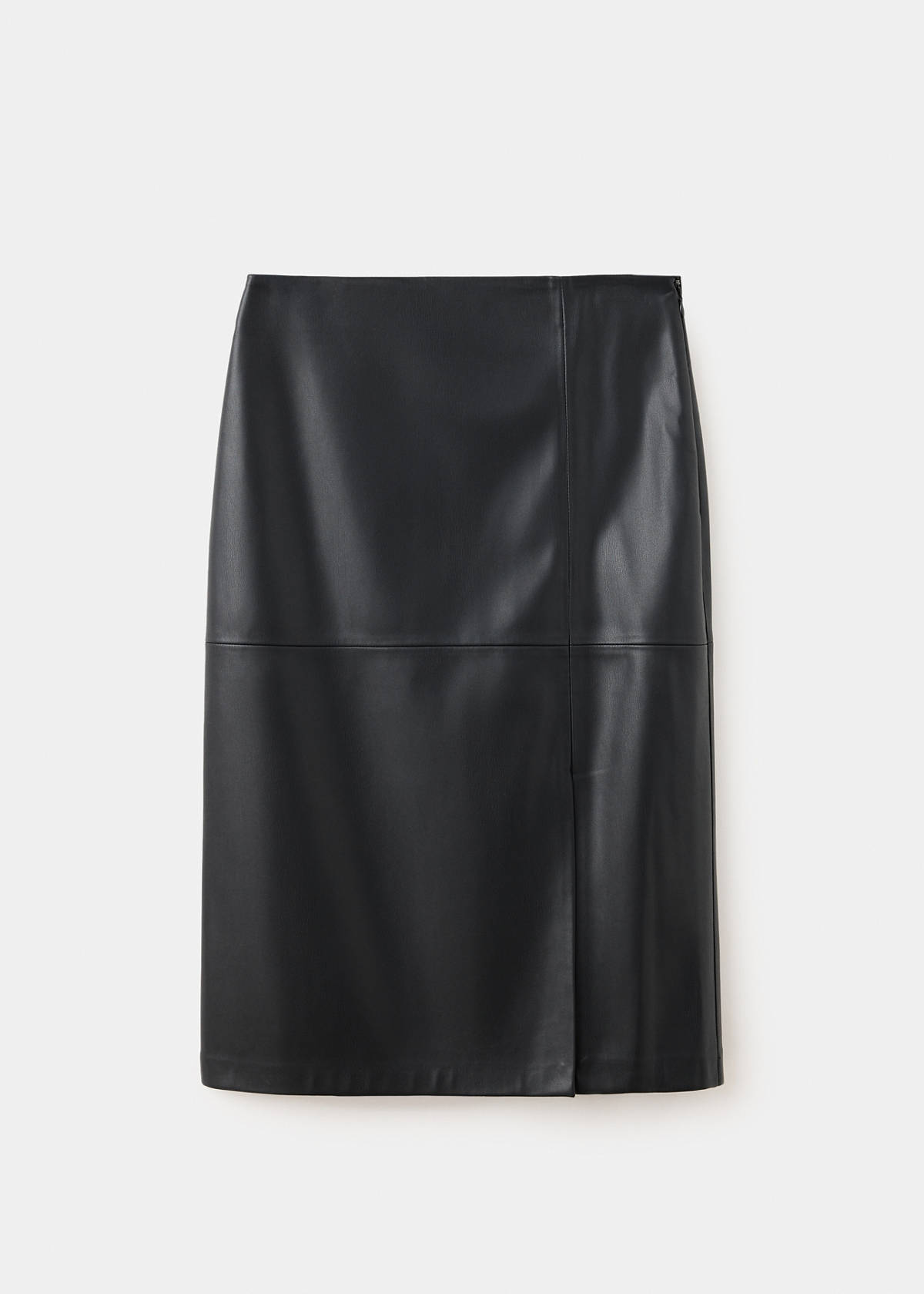 Straight leather-look skirt — Black