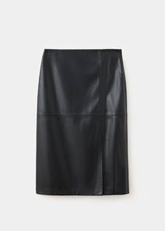Straight leather-look skirt — Black 8
