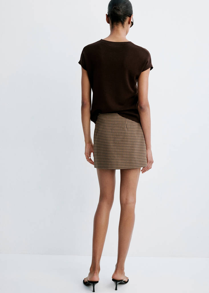 Short check skirt — Brown
