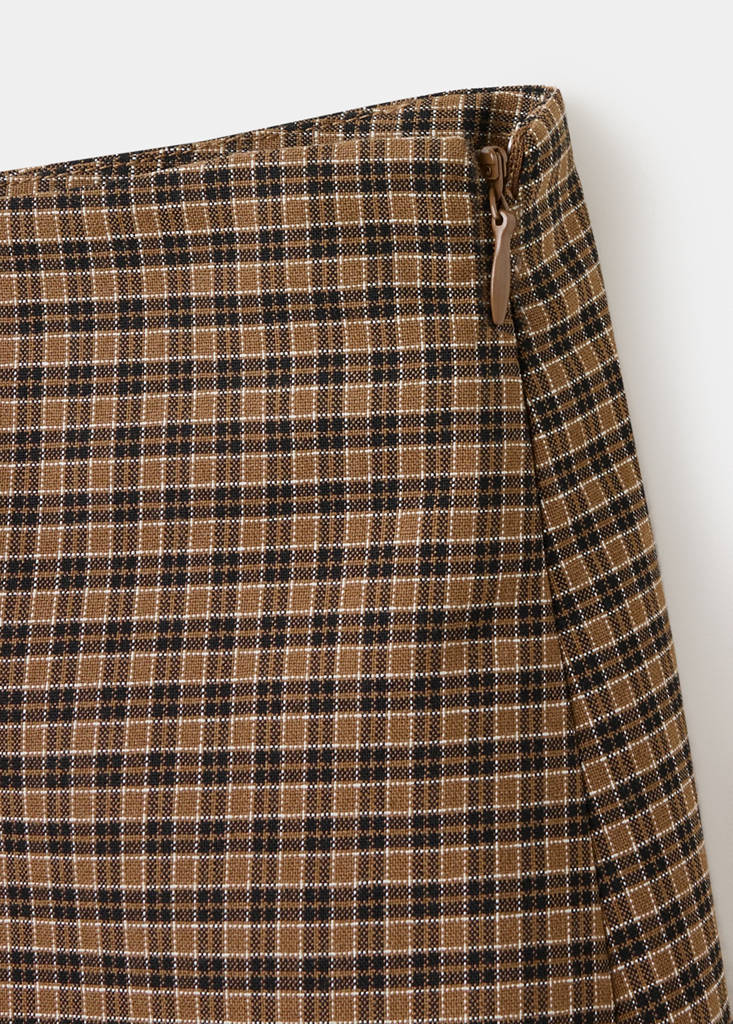 Short check skirt — Brown