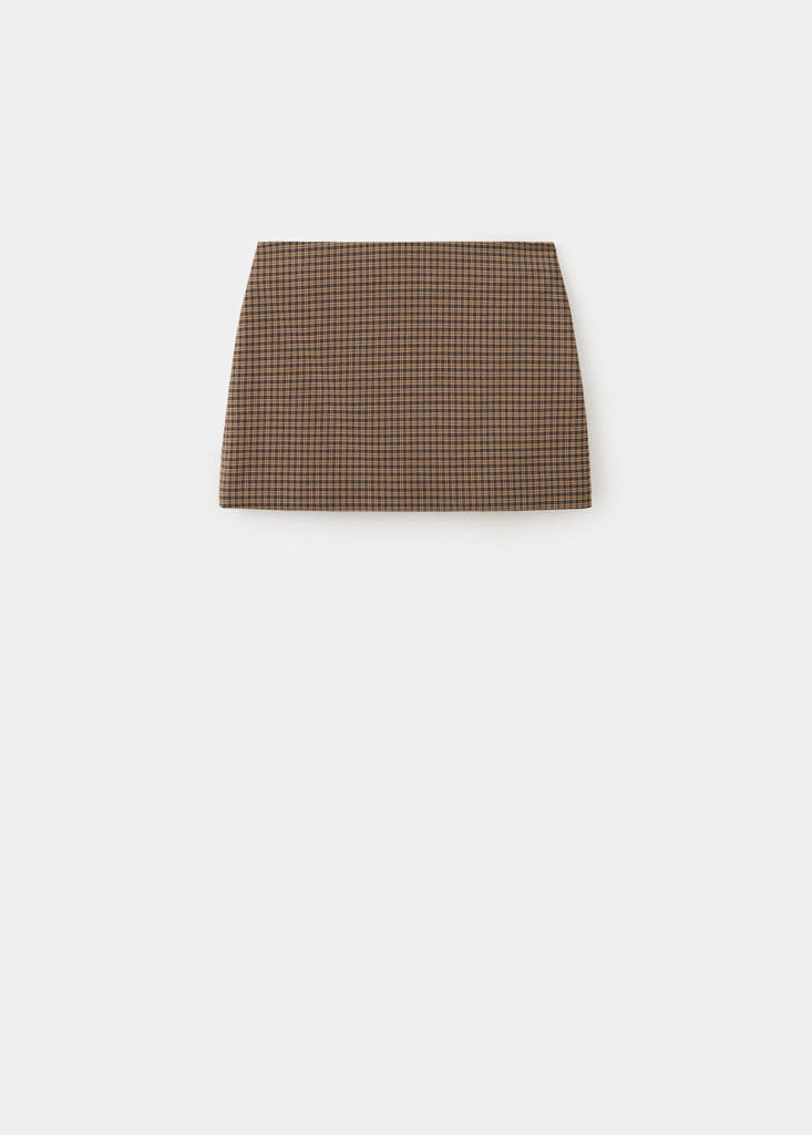 Short check skirt — Brown