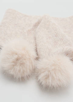 Ribbed scarf with pom-poms — Sand 2