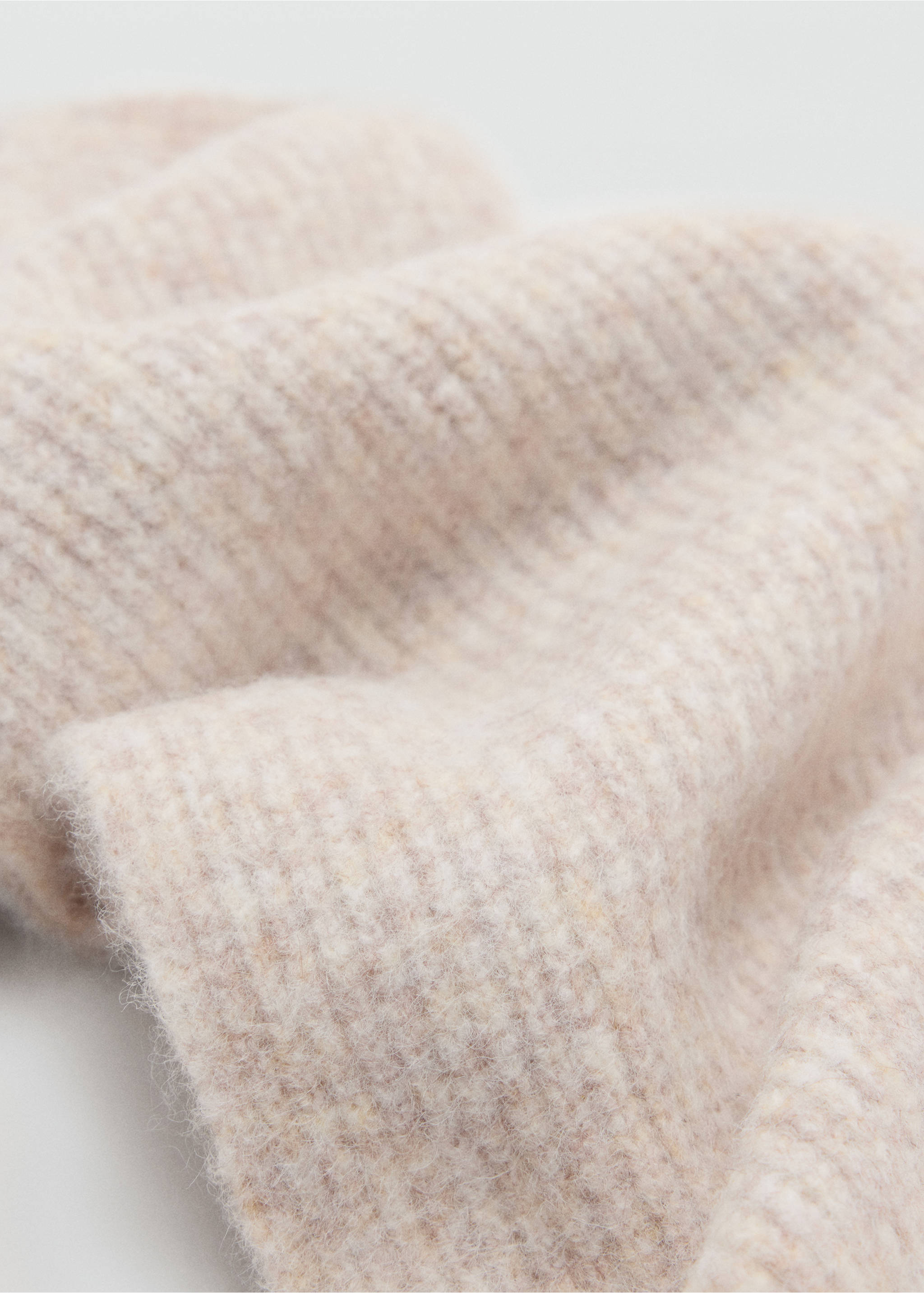 Ribbed scarf with pom-poms - Деталь изделия 1, Песочный. Ref: 37025995-00.