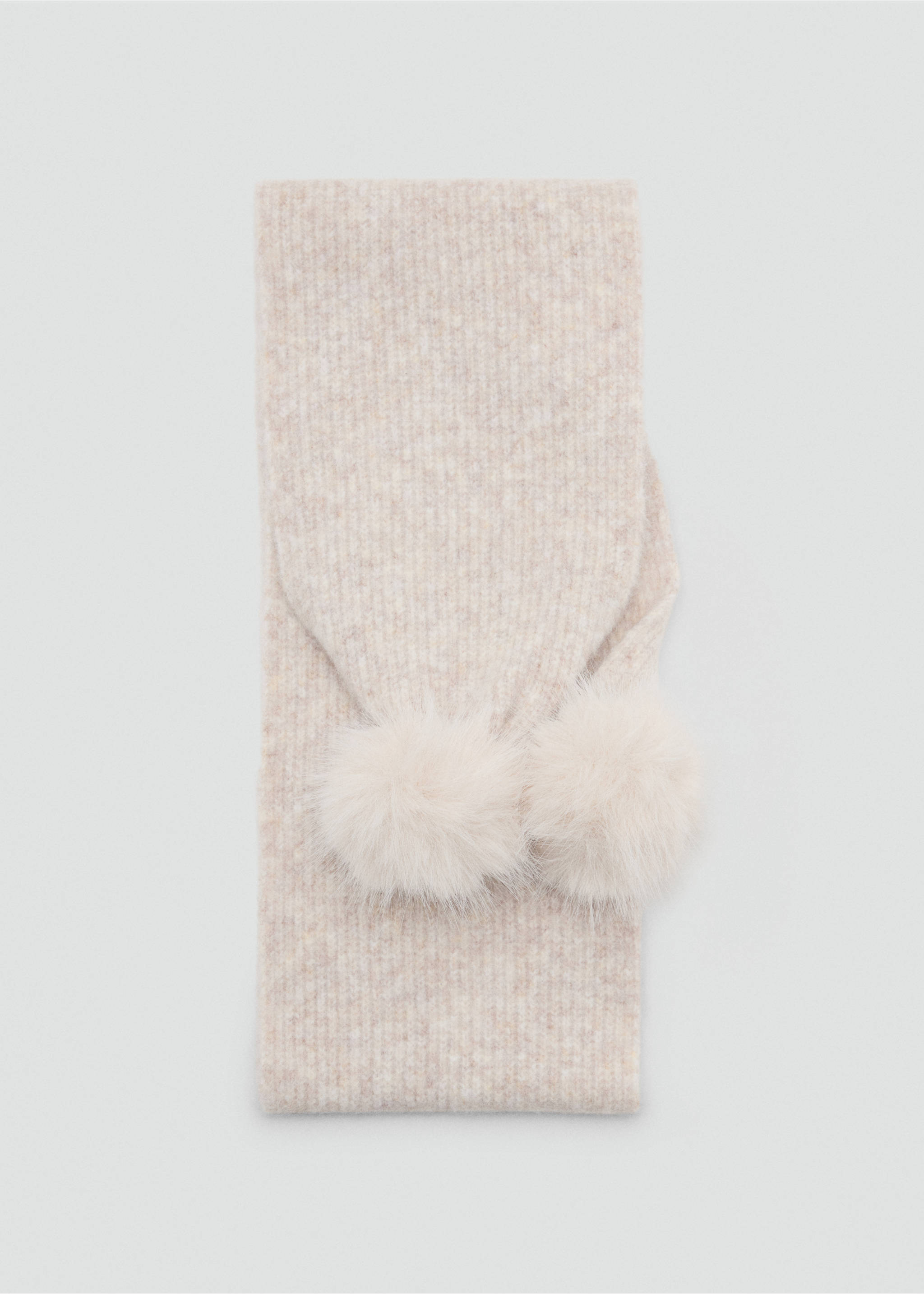 Ribbed scarf with pom-poms - Изделие без модели, Песочный. Ref: 37025995-00.