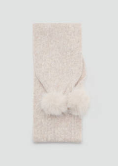 Ribbed scarf with pom-poms — Sand 1