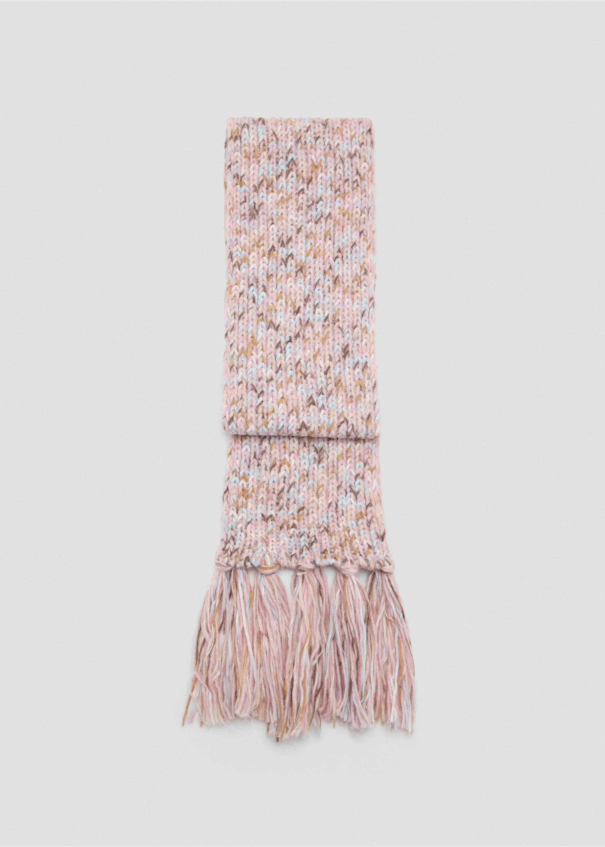 Braided fringed scarf - Article without model, Pale Pink. Ref: 37025997-00.