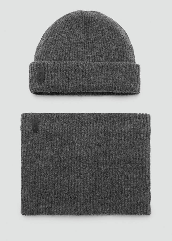 Rib-knit cap — Grey