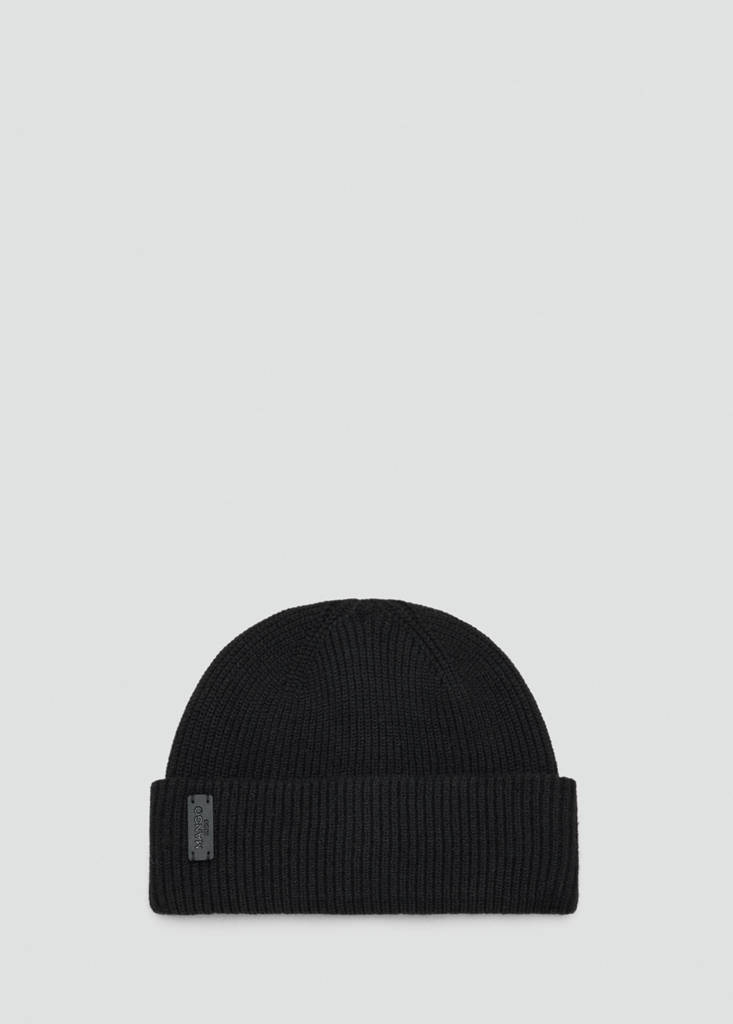 Ribbed hat with relief logo — Black