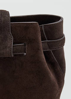 Suede shopper bag with buckle detail — Chocolate 3