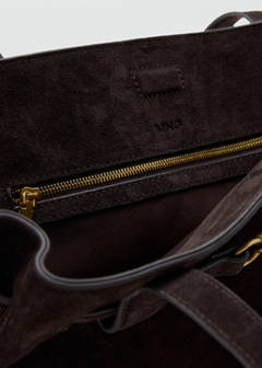 Suede shopper bag with buckle detail — Chocolate 4