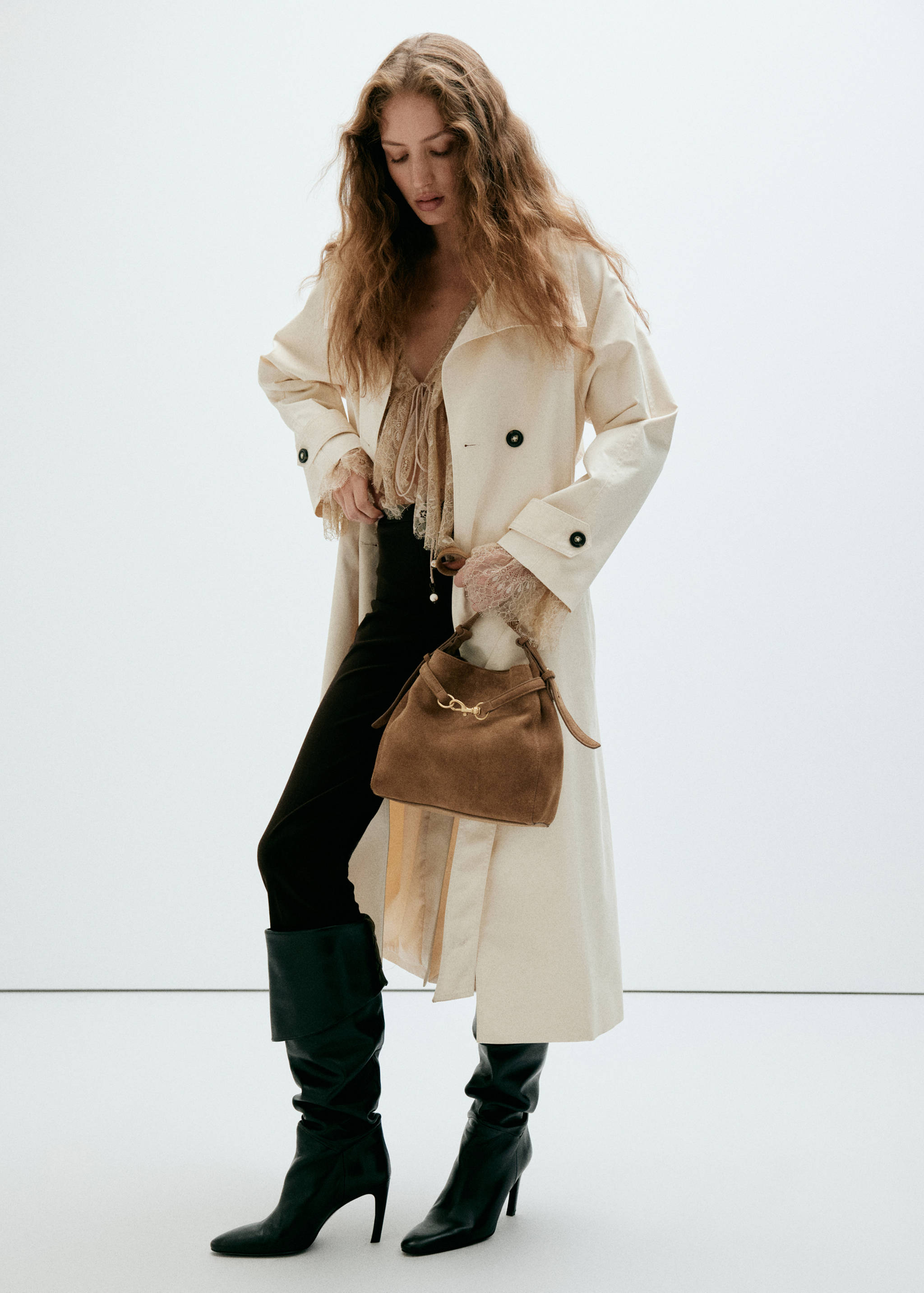 Suede bucket bag with equestrian detail - General plane