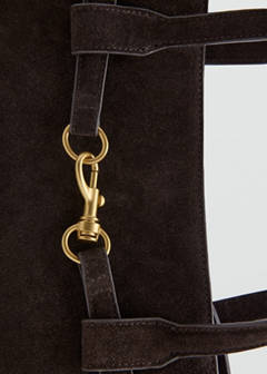 Suede shoulder bag with carabiner clasp — Chocolate 2