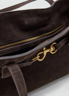 Suede shoulder bag with carabiner clasp — Chocolate 4