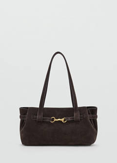 Suede shoulder bag with carabiner clasp — Chocolate 5